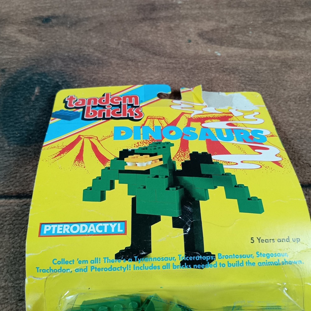 Tandem Bricks Dinosaurs Pterodactyl Kids OS Green New 1987 Vintage No. 5016 - Picture 4 of 6